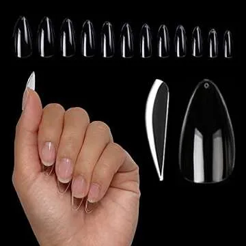 Flossy Nail Soft Gel Nail Tip Box 600pcs Almond Shape Medium Length Full Cover 12 sizes Pre-shaped S...