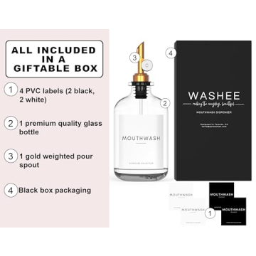 Stylish WASHEE Glass Mouthwash Dispenser - 12.7 oz