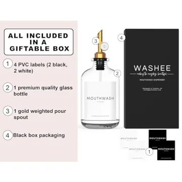 Stylish WASHEE Glass Mouthwash Dispenser - 12.7 oz