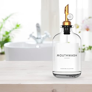 Stylish WASHEE Glass Mouthwash Dispenser - 12.7 oz