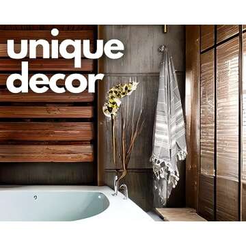 Bazaar Anatolia Turkish Beach Towel 100% Cotton Bath Towels Oversized Quick Dry Boho Farmhouse Decor Sheets Bathroom Towels Sand Free Yoga Blanket for Restorative Yoga 71x39 inches - Stripe Black