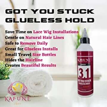 Kafune Amor Hair Care's Got You Stuck Glueless Hold: Perfect for Front Lace Wigs, Temporary Hold, Glueless, All Day Hold Lace Glue for Wigs and Toupee, Ideal for Wig and Baby Hair Styling