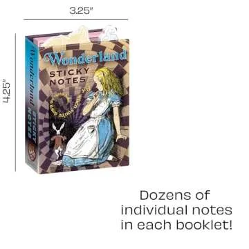 The Unemployed Philosophers Guild Alice in Wonderland Sticky Notes - Cheshire Cat and Other Character Themed 3.25" by 4.25" Booklet with Self-Sticky Individual Notes Inside