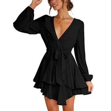 Elegant Flybony Womens Long Sleeve Black Cocktail Dress