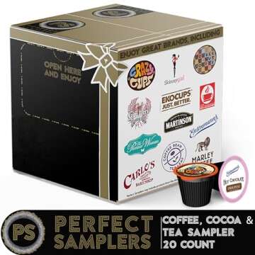 Perfect Samplers Coffee/Tea/Cider/Cappuccino and Hot Chocolate Single Serve Cups For Keurig K cup Br...