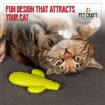 Pet Craft Supply Cactus Interactive Cat Toy Chew Toy Teeth Cleaning Bite Resistant 100% Natural Rubber with Bonus Catnip and Silvervine Bags for Kittens and Adult Cat