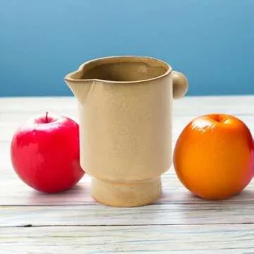 Creative Co-Op Modern Stoneware Pitcher in Putty Brown