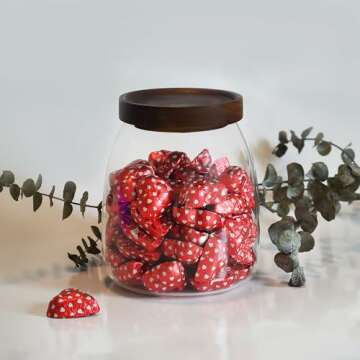 PreZervers Elegant Glass Food Jar with Wooden Lid - 33.8 Fl Oz (1000ml) - Airtight, Microwave & Dishwasher Safe - Perfect for Cookies, Spices, Tea, Candy & More