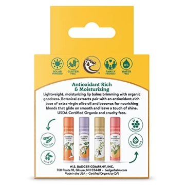 Badger Classic Lip Balm Variety Pack with Organic Ingredients
