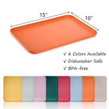 Lyellfe 8 Pack Fast Food Serving Tray, 15 by 10-Inch Wheat Straw Cafeteria Tray, Colorful Restaurant...