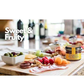 Fig Jam Spread - Traditional Croatian Fig Preserve Recipe For Charcuterie. Mini Glass Jars Pack of 6 (1.05 Oz) + 6 Mini Atrevo Wood Spreaders.