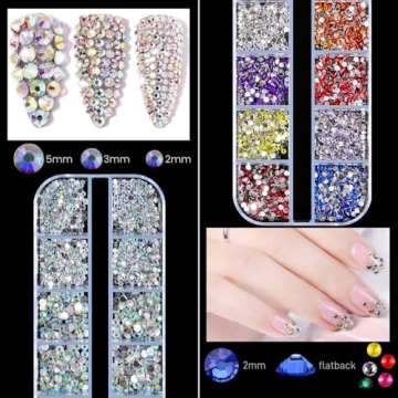 Nail Art Rhinestones Set with Stickers and Tools for Easy Application
