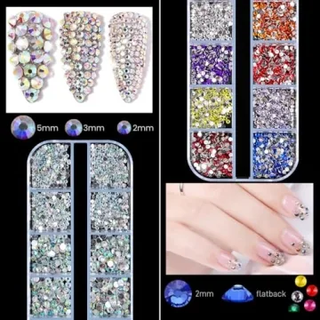 Nail Art Rhinestones Set with Stickers and Tools for Easy Application