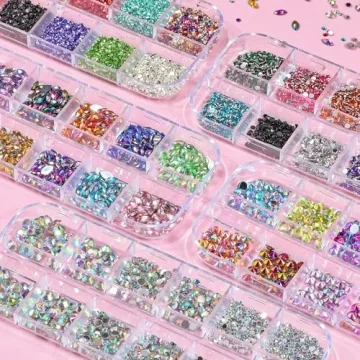 Nail Art Rhinestones Set with Stickers and Tools for Easy Application