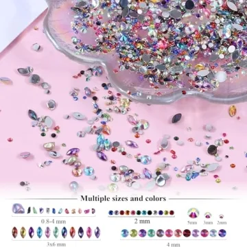 Nail Art Rhinestones Set with Stickers and Tools for Easy Application