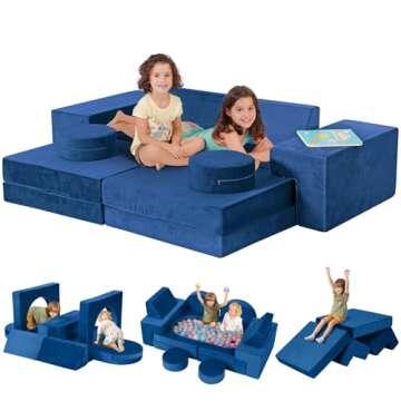 Kidirect Modular Kids Play Couch, K12 320+DIY Convertible Foam Play Couch for Boys & Girls, Versatil...