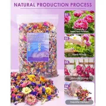 Bissap Natural Flower & Herb Hamster Bedding 300g/10.5oz, Small Animal Flower Habitat Decor for Syrian Dwarf Hamster Gerbil Chinchilla Mice Degu and Other Small Pet Flower Bedding Odor Control Forage
