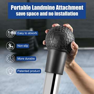 HXD-ERGO Landmine Attachment for Barbell, Barbell Bomb for Press, Row, Spin, Split Squats, Natural Rubber Barbell Landmine Attachments, T Bar Row Attachment Fits 2 Inch Olympic Bars（Black）