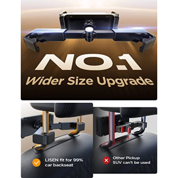 LISEN Adjustable Tablet Mount for Car Headrest - Ideal for Kids