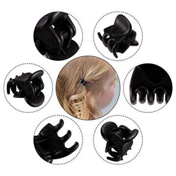 YOHAMA 36 PCS Black Mini Hair Claw Clips Great for Design Kids and Adult Hairstyles Decoration Buns, Pining Bangs Strong Grip Multifunction Clamp Clips.