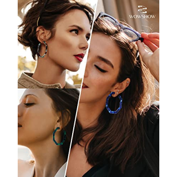 Wowshow Colorful Resin Hoop Earrings for Women - Stylish & Lightweight