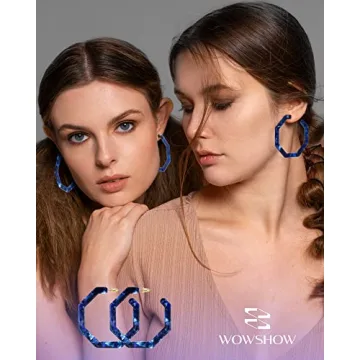 Wowshow Colorful Resin Hoop Earrings for Women - Stylish & Lightweight