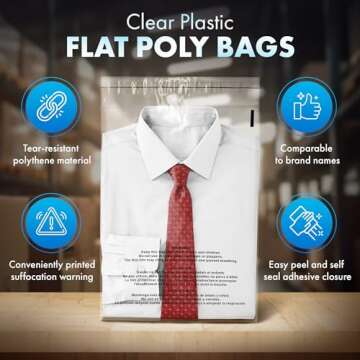 Shop4Mailers 6 x 9 Clear Plastic Flat Poly Bags with Suffocation Warning Self Seal Adhesive 1.5 Mil ...