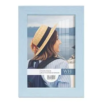 Renditions Gallery 5x7 inch Picture Frame Modern Style Wood Pattern and High Definition Glass Ready ...