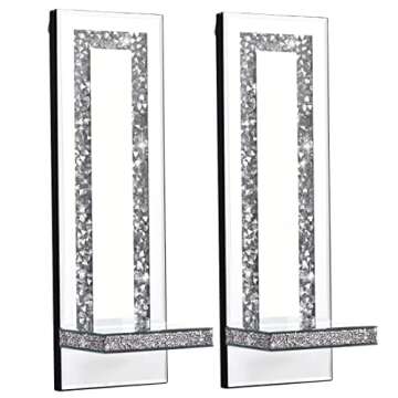 Aeveco Elegant Crystal Crush Diamond Candle Sconces Set