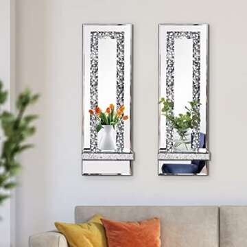Aeveco Elegant Crystal Crush Diamond Candle Sconces Set