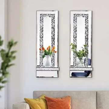 Aeveco Elegant Crystal Crush Diamond Candle Sconces Set