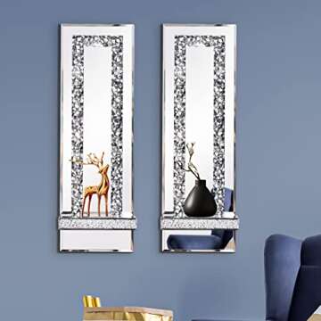 Aeveco Elegant Crystal Crush Diamond Candle Sconces Set