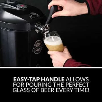 Homecraft Black Stainless Steel Easy-Dispensing Tap Mini Kegerator Cooling System, Includes Reusable Growler, CO2 Cartridges, Removable Drip Tray & Cleaning Kit, Beer Fresh For 30 Days, 5-liter