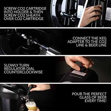 Homecraft Black Stainless Steel Easy-Dispensing Tap Mini Kegerator Cooling System, Includes Reusable Growler, CO2 Cartridges, Removable Drip Tray & Cleaning Kit, Beer Fresh For 30 Days, 5-liter