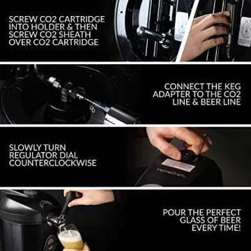 Homecraft Black Stainless Steel Easy-Dispensing Tap Mini Kegerator Cooling System, Includes Reusable Growler, CO2 Cartridges, Removable Drip Tray & Cleaning Kit, Beer Fresh For 30 Days, 5-liter