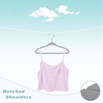 BAGAIL Kids Velvet Hangers 11 Inches Children's Clothes Hangers Non-Slip Baby Hangers for Infant/Toddler (Grey,50pack)