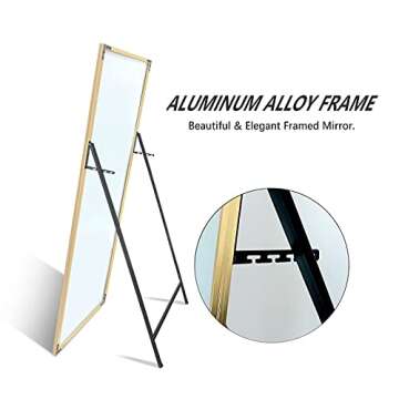 QEQRUG Full Length Gold Metal Frame Mirror 65x23.6