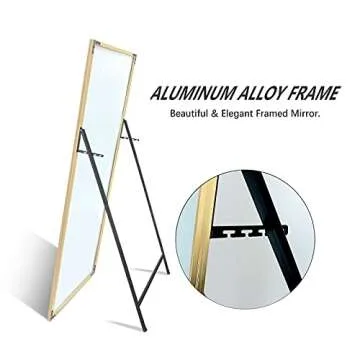 QEQRUG Full Length Gold Metal Frame Mirror 65x23.6