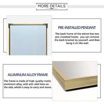 QEQRUG Full Length Gold Metal Frame Mirror 65x23.6