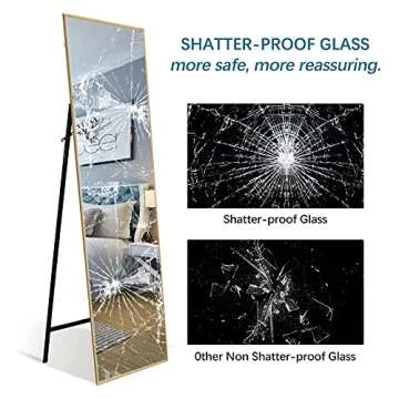 QEQRUG Full Length Gold Metal Frame Mirror 65x23.6