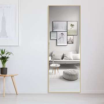 QEQRUG Full Length Gold Metal Frame Mirror 65x23.6