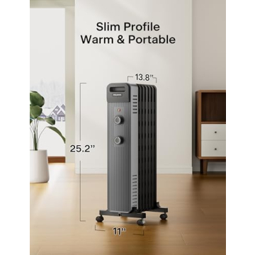 Pelonis Oil Filled Radiator Heater - 1500W Quiet and Efficient Heating for Indoors