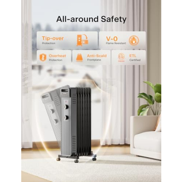 Pelonis Oil Filled Radiator Heater 1500W for Cozy Warmth