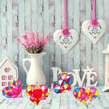 28 Sets Heart Suncatchers for Windows Hanging Glow in The Dark Valentine's Day Suncatcher Decoration...