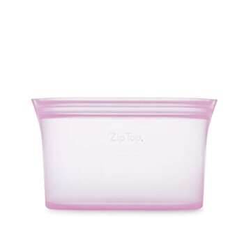 Zip Top Reusable Food Storage Bags | Medium Dish [Lavender] | Silicone Meal Prep Container | Microwa...