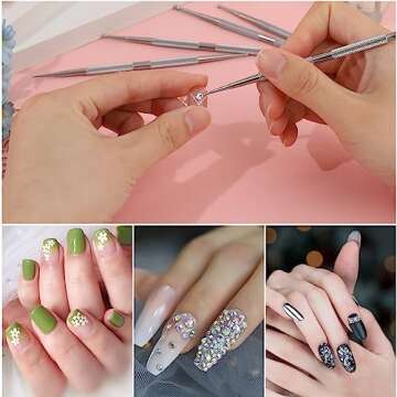 Durable 5Pcs Stainless Steel Dotting Tools for Nail Art