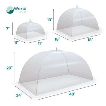 Wexbi-home Food Cover Mesh Collapsible Bowl Tent Protector - Pop-Up Umbrella Picnic Table Plant Bug Net for Outdoors, Screen Tents, Parties Picnics, BBQs 7 Covers Included