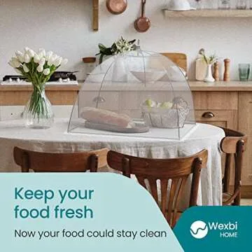 Wexbi-home Food Cover Mesh Collapsible Bowl Tent Protector - Pop-Up Umbrella Picnic Table Plant Bug Net for Outdoors, Screen Tents, Parties Picnics, BBQs 7 Covers Included