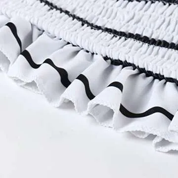 MOSHENGQI Women's Bandeau Ruffled Bikini Set Off Shoulder Smocked Swimsuiit Bathing Suit(M(US Size 8-10),White-Floral)