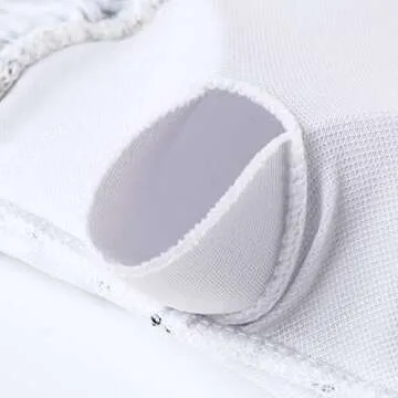 MOSHENGQI Women's Bandeau Ruffled Bikini Set Off Shoulder Smocked Swimsuiit Bathing Suit(M(US Size 8-10),White-Floral)